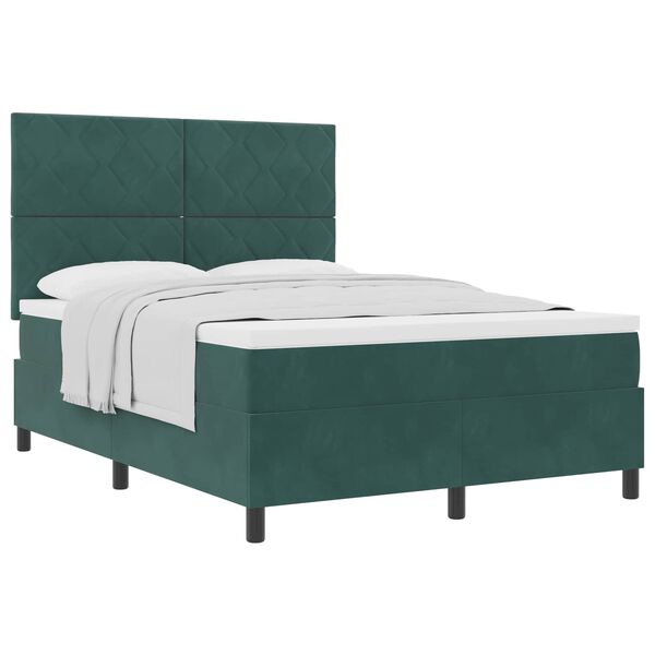 vidaXL Boxspringbett mit Matratze Dunkelgr&uuml;n 160 x 200 cm Stoff