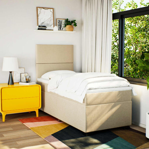 vidaXL Boxspringbett mit Matratze Creme 80x200 cm Stoff
