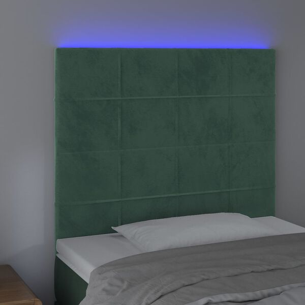 vidaXL LED Kopfteil Dunkelgr&uuml;n 90x5x118/128 cm Samt