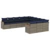 vidaXL 11-teiliges Gartensofa-Set mit Kissen, grau, Polyrattan