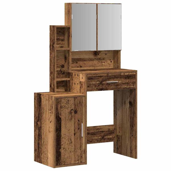 vidaXL Schminktisch mit Tür Altholz 80 x 35 x 132 cm Holzwerkstoff