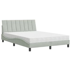 vidaXL Bett mit Matratze "Hanko" Hellgrau 140x190 cm Samt