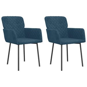 vidaXL Esszimmerst&uuml;hle 2 Stk. Blau Samt