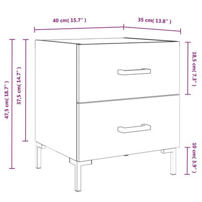 vidaXL Nachttisch Grau Sonoma 40x35x47,5 cm Holzwerkstoff