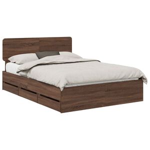 vidaXL Bettrahmen Braun Eichen-Optik 150 x 200 cm Holzwerkstoff