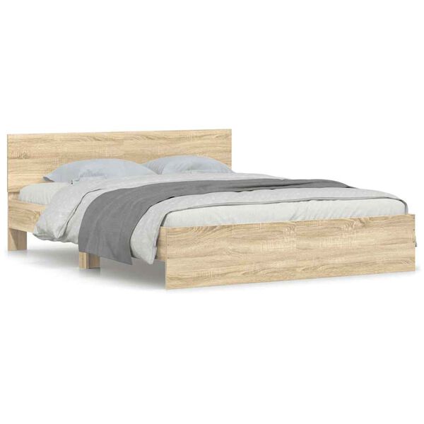 vidaXL Bettgestell mit Kopfteil Sonoma-Eiche 140x190 cm