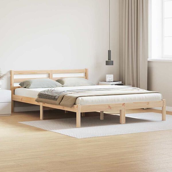vidaXL Bettrahmen Braun 215,5 x 145,5 x 69,5 cm Massivholz Kiefer