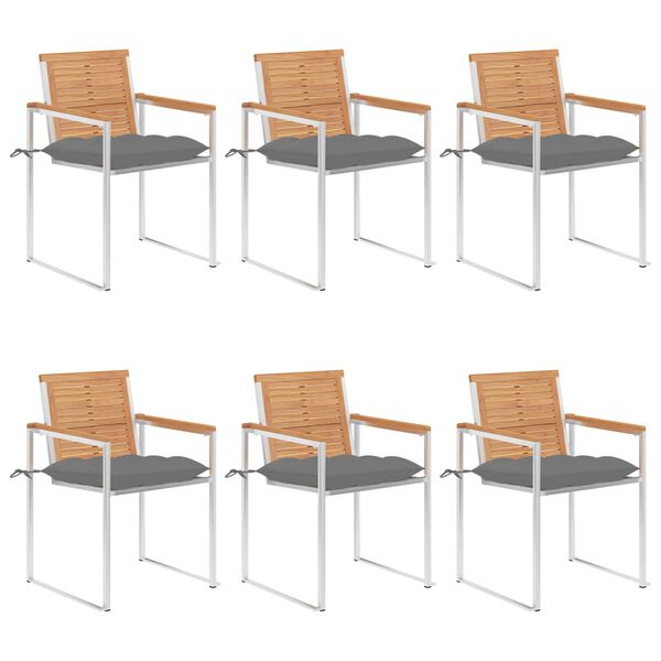 vidaXL Gartenst&uuml;hle 6 Stk. mit Kissen Massivholz Teak