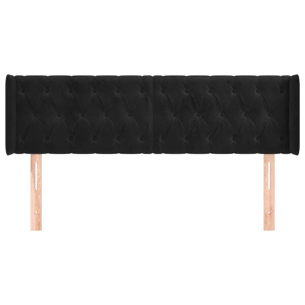 vidaXL Kopfteil mit Ohren Schwarz 163x16x78/88 cm Samt