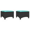 vidaXL Gartenhocker mit Kissen 2 Stk. Schwarz 55x55x36 cm Poly Rattan