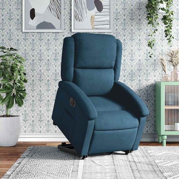 vidaXL Relaxsessel mit Aufstehhilfe Elektrisch Blau Samt