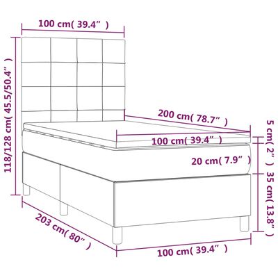 vidaXL Boxspringbett mit Matratze Dunkelgrün 100x200 cm Samt