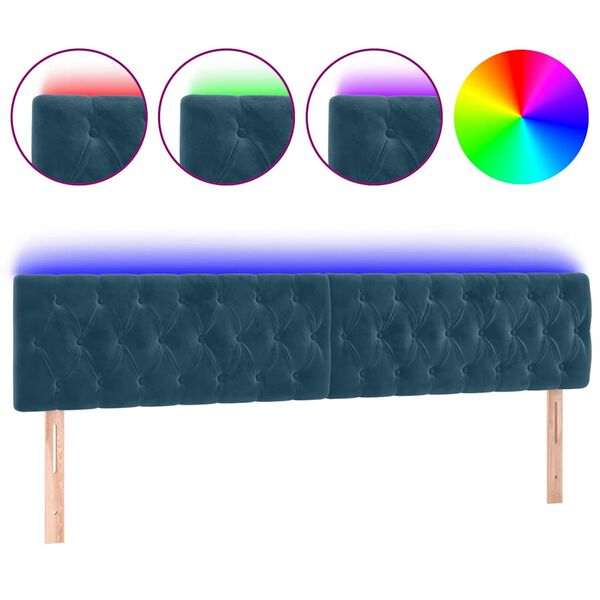 vidaXL LED Kopfteil Dunkelblau 180x7x78/88 cm Samt