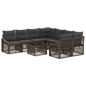 vidaXL Gartensofa-set 9 stk. Grau Poly-Rattan
