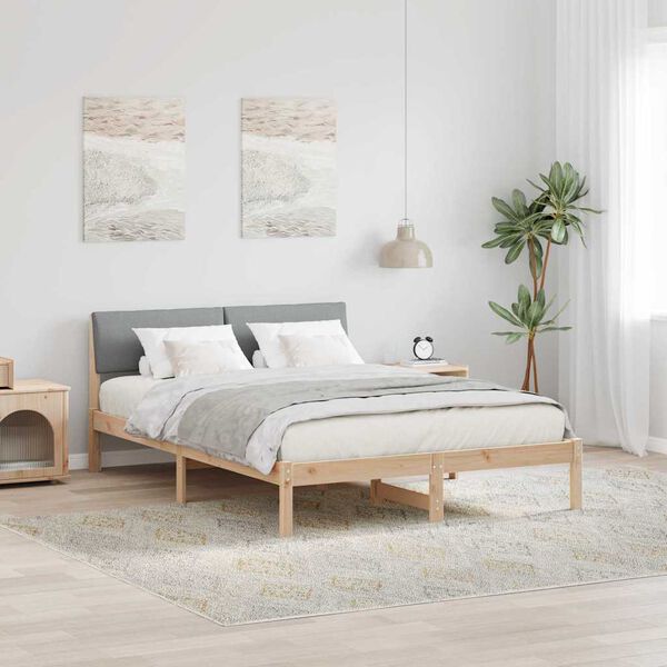 vidaXL Bettgestell Braun und hellgrau 140 x 200 cm Massivholz Kiefer
