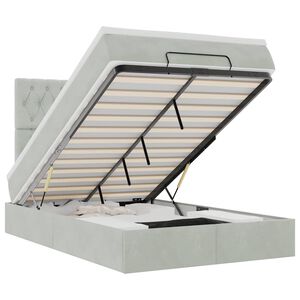 vidaXL Ottoman-Bett mit Matratzen & LEDs Hellgrau 120x200 cm Samt