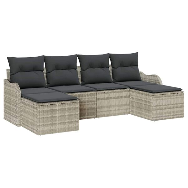 vidaXL Gartensofa-set Hellgrau Poly-Rattan