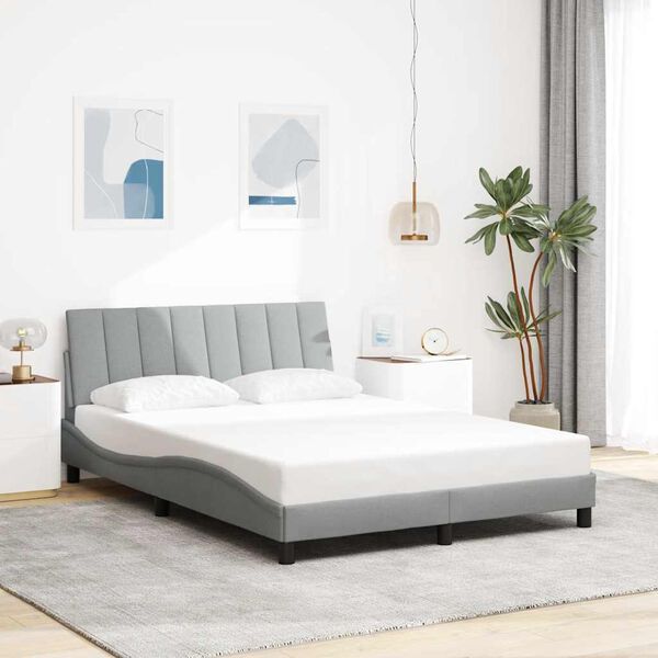 vidaXL Bettgestell ohne Matratze "Hanko" Hellgrau 140x200 cm Stoff