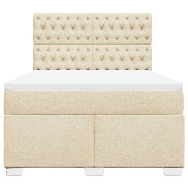 vidaXL Boxspringbett mit Matratze Creme 160x200 cm Stoff