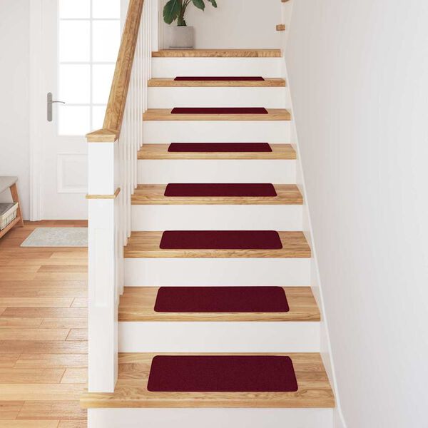 vidaXL Rutschfeste Treppenmatten 15 pcs Bordeaux 60 x 25 cm PP