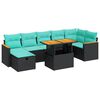 vidaXL 8-tlg. Garten-Sofagarnitur mit Kissen Grau Poly Rattan Akazie