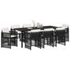 vidaXL Garten Essgruppe 9 pcs Schwarz Pulverbeschichteter Stahl