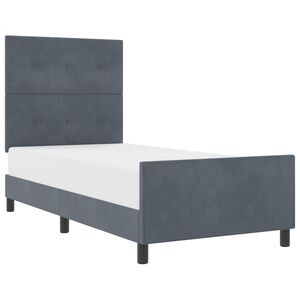 vidaXL Boxspringbett mit Kopfteil Dunkelgrau 100 x 200 cm Samt