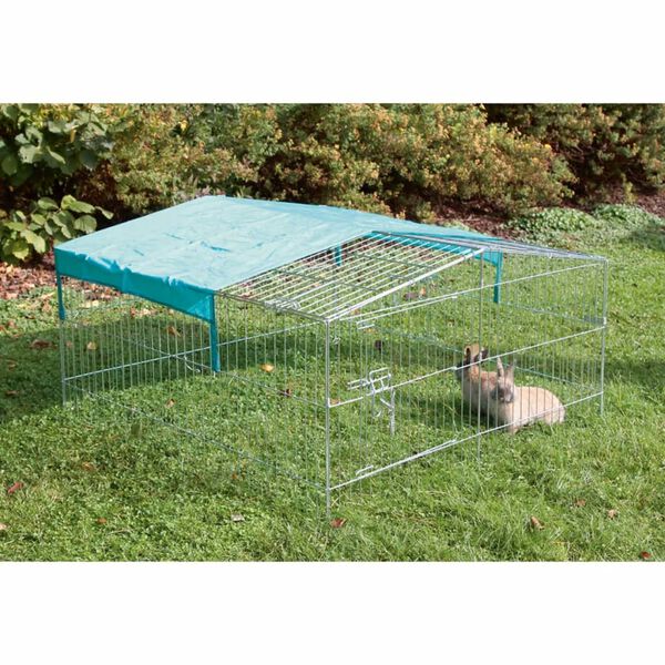 Kerbl Freilaufgehege Easy mit Sonnenschutz Metall Silber 82845