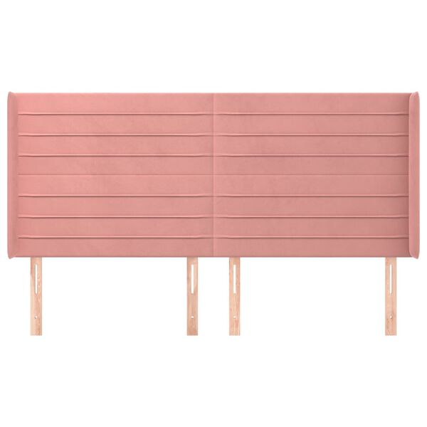 vidaXL Kopfteil mit Ohren Rosa 163x16x118/128 cm Samt