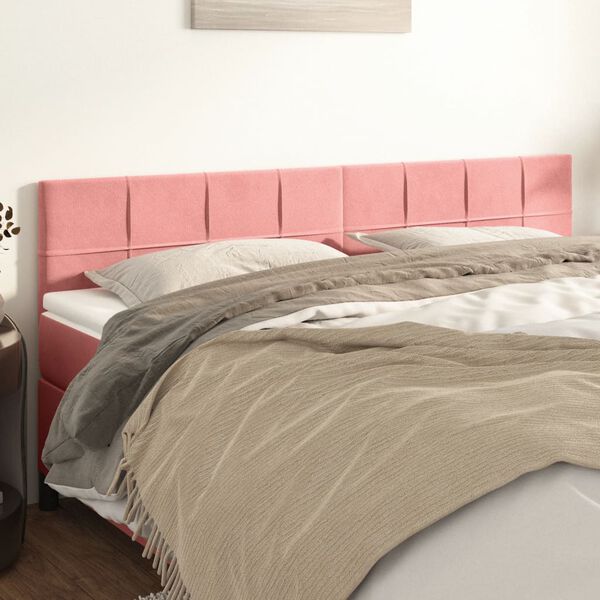 vidaXL Kopfteile 2 Stk. Rosa 100x5x78/88 cm Samt