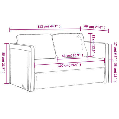 vidaXL Bodensofa mit Schlaffunktion Schwarz 112x174x55 cm Kunstleder