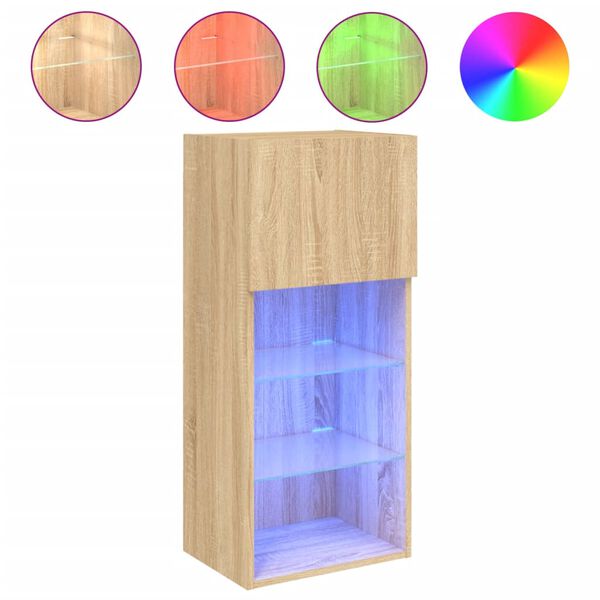 vidaXL TV-Schrank mit LED-Leuchten Sonoma-Eiche 40,5x30x90 cm