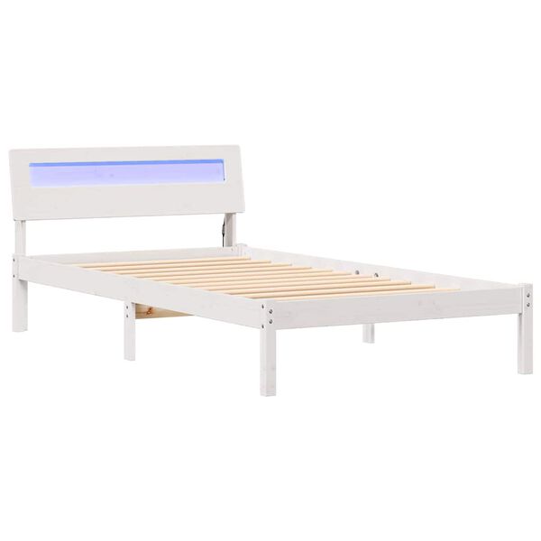 vidaXL Bettrahmen mit Kopfteil Wei&szlig; 90 x 200 cm Massives Kiefernholz