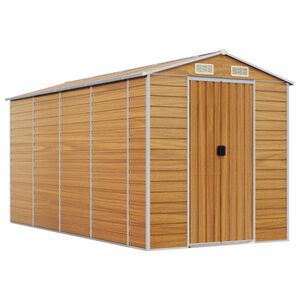 vidaXL Ger&auml;tehaus Hellbraun 191x385x198 cm Verzinkter Stahl