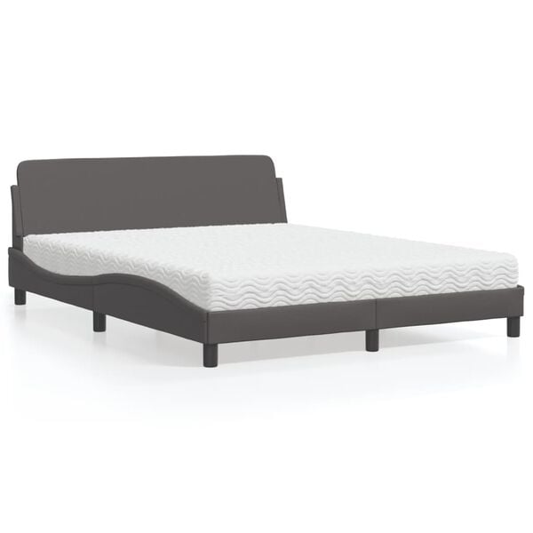 vidaXL Bett mit Matratze "Dover" Grau 160x200 cm Kunstleder