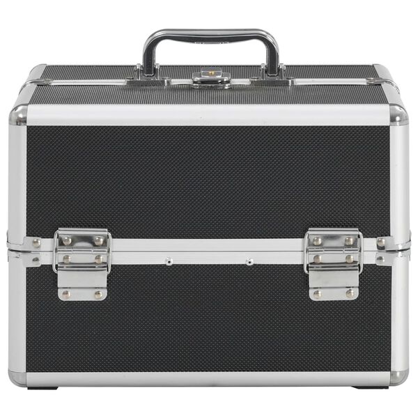 vidaXL Kosmetikkoffer 22x30x21 cm Schwarz Aluminium