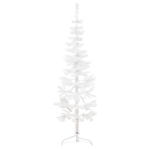 vidaXL Künstlicher Halb-Weihnachtsbaum mit Ständer Schlank Weiß 180 cm