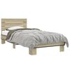 vidaXL Bettgestell Sonoma-Eiche 100x200 cm Holzwerkstoff und Metall
