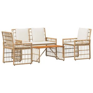 vidaXL Gartenm&ouml;bel Set 4 pcs Nat&uuml;rlich und Cremwei&szlig;
