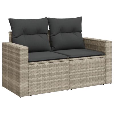 vidaXL 6-tlg. Garten-Sofagarnitur mit Kissen Hellgrau Poly Rattan