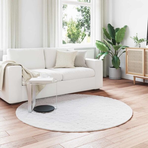 vidaXL Kunstfell Hasen Teppich Olite Wei&szlig; &Oslash; 200 cm Polyester