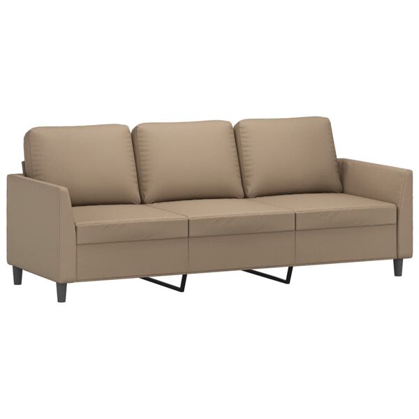 vidaXL 2-tlg. Sofagarnitur mit Kissen Cappuccino-Braun Kunstleder