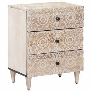 vidaXL Bettkasten mit Schubladen Wei&szlig; 50 x 33 x 60 cm Massivholz Mango