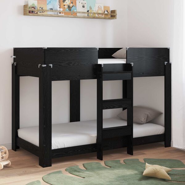 vidaXL Etagenbett f&uuml;r Kinder Schwarz Eichen-Optik 80 x 160 cm