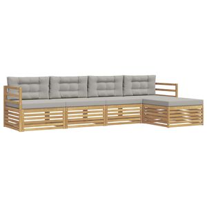 vidaXL Outdoor-Sofagarnitur 5 stk. Wei&szlig; und Hellgrau