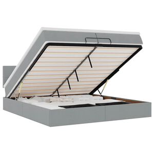 vidaXL Ottoman-Bett mit Matratzen & LEDs Hellgrau 200x200 cm Stoff