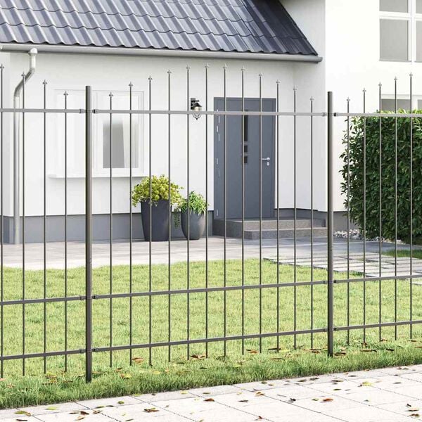 vidaXL Gartenzaun 3 pcs Grau 170 x 215 cm Pulverbeschichteter Stahl