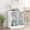 vidaXL Beistellschrank mit Glast&uuml;ren Wei&szlig; 68x37x75,5 cm