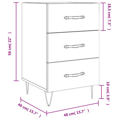 vidaXL Nachttisch Betongrau 40x40x66 cm Holzwerkstoff