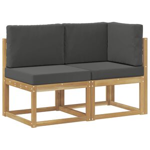vidaXL Outdoor Mittel- und Ecksofa 2 St&uuml;ck Wei&szlig; Massivholz Akazie